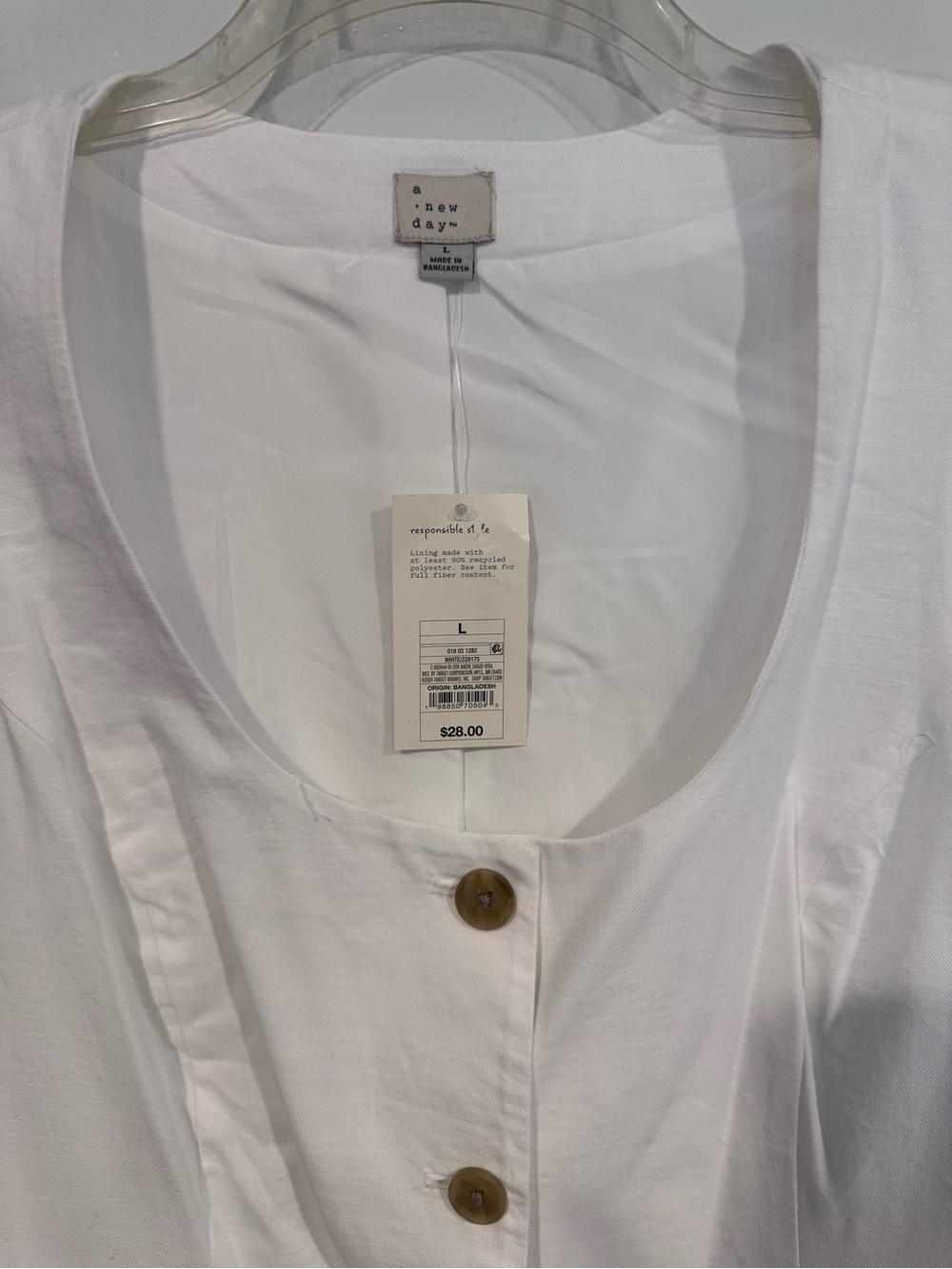 a new day White Scoop Neck Button Vest - Picture 3 of 3